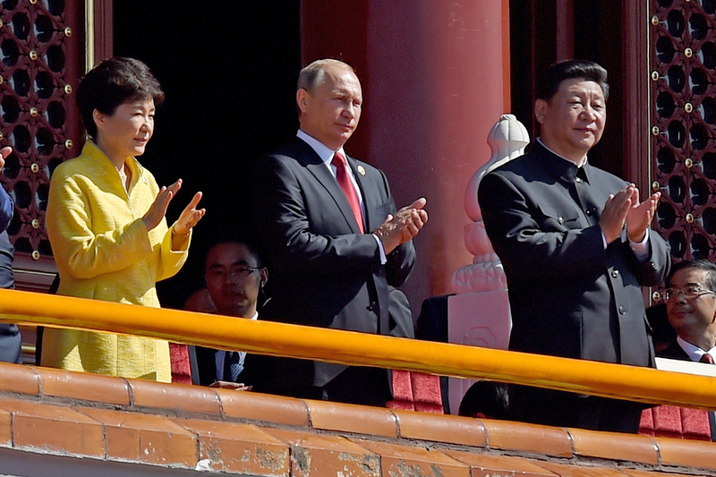 Illustration for article titled China's Massive Victory Day Parade Was Long On Weapons But Short On Power Players